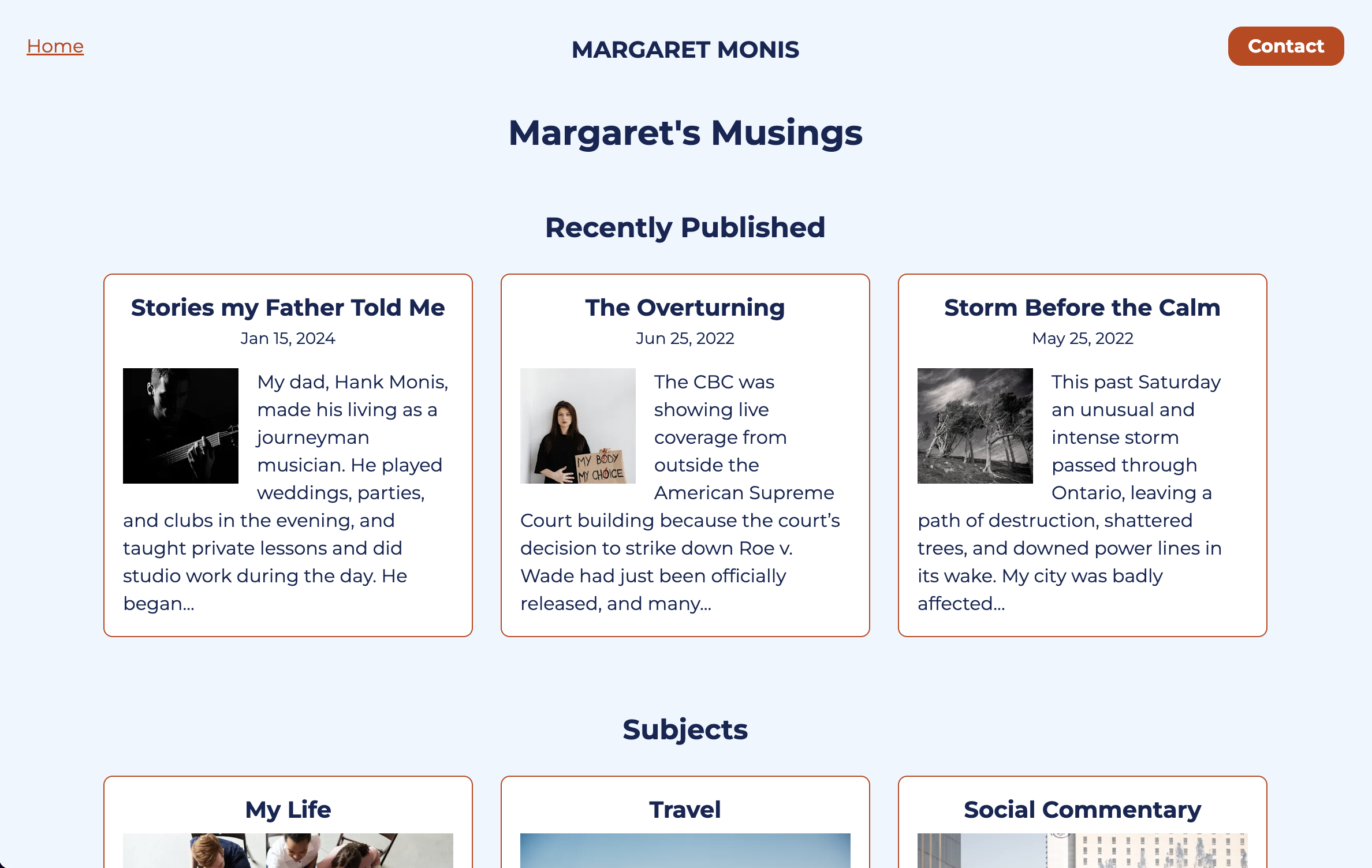 screenshot of margaretmonis.com